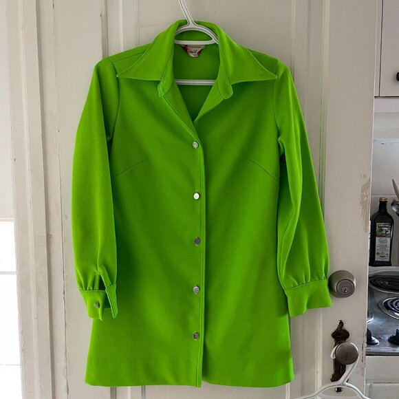 Lime Green 1970s VINTAGE PANTSUIT - Picture 3 of 9